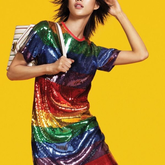 Michael Michael Kors Rainbow Striped Sequined Dress - Picture 11 of 16